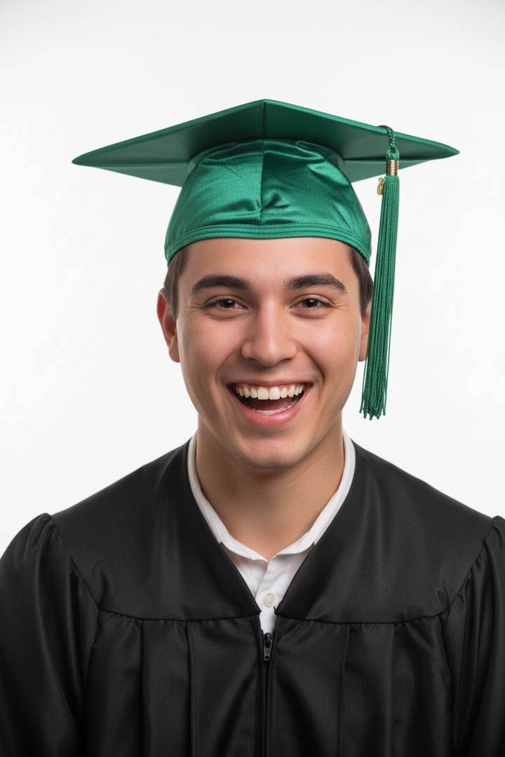 Shiny Emerald Green Bachelors Graduation Cap