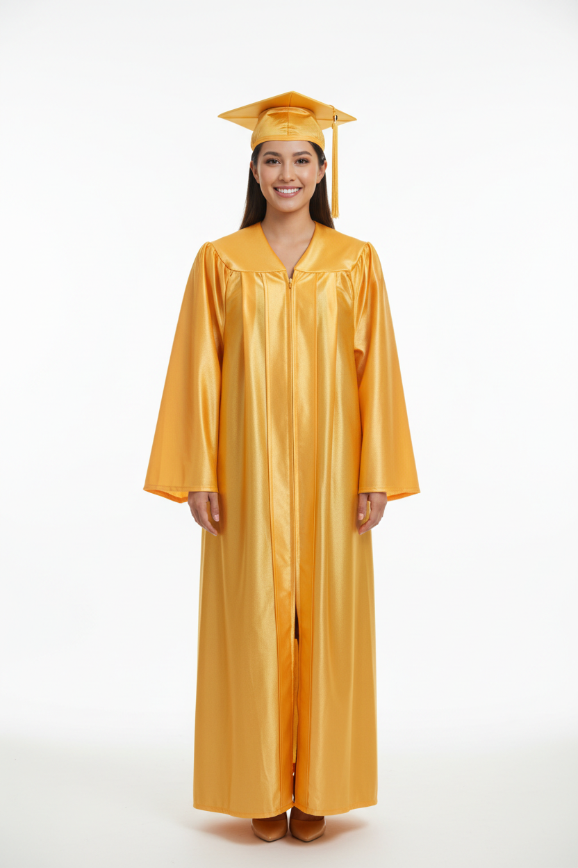 Shiny Gold Bachelors Cap & Gown