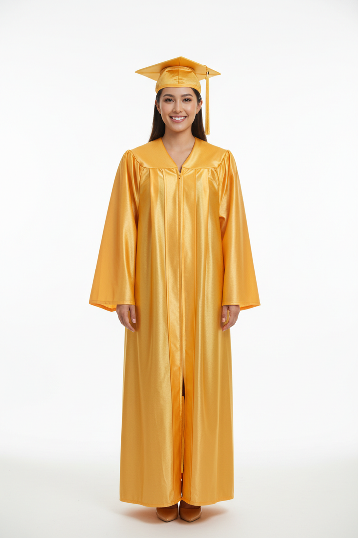 Shiny Gold Bachelors Cap & Gown