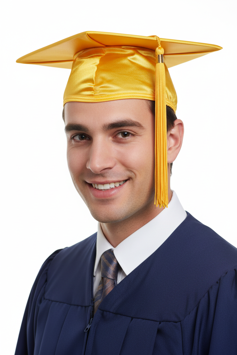 Shiny Gold Bachelors Graduation Cap