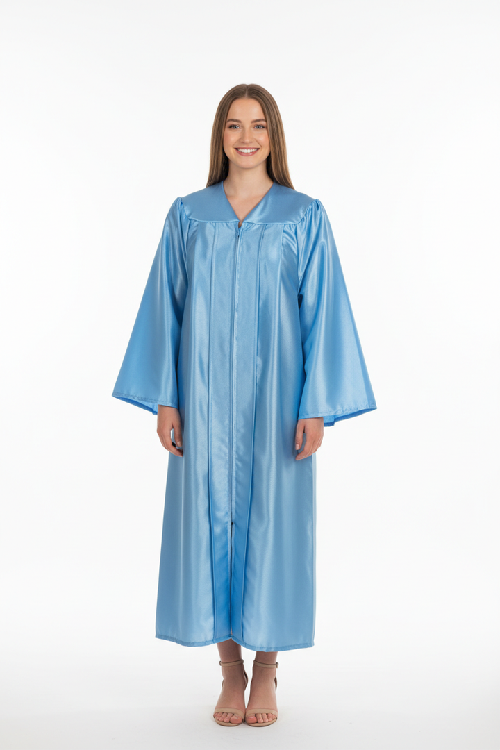 Shiny Light Blue Bachelors Academic Gown