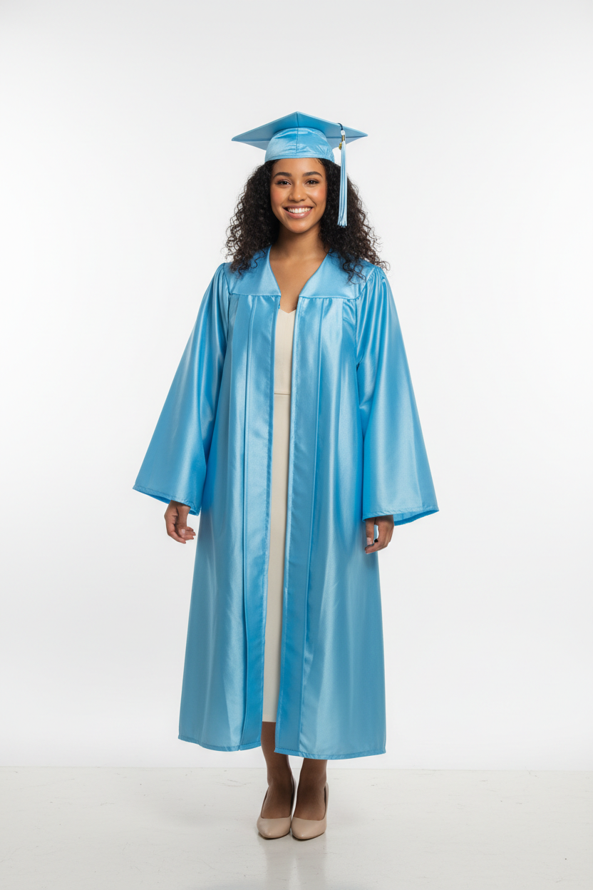 Shiny Light Blue Bachelors Gown