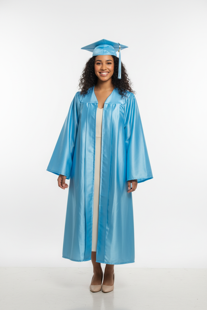 Shiny Light Blue Bachelors Gown