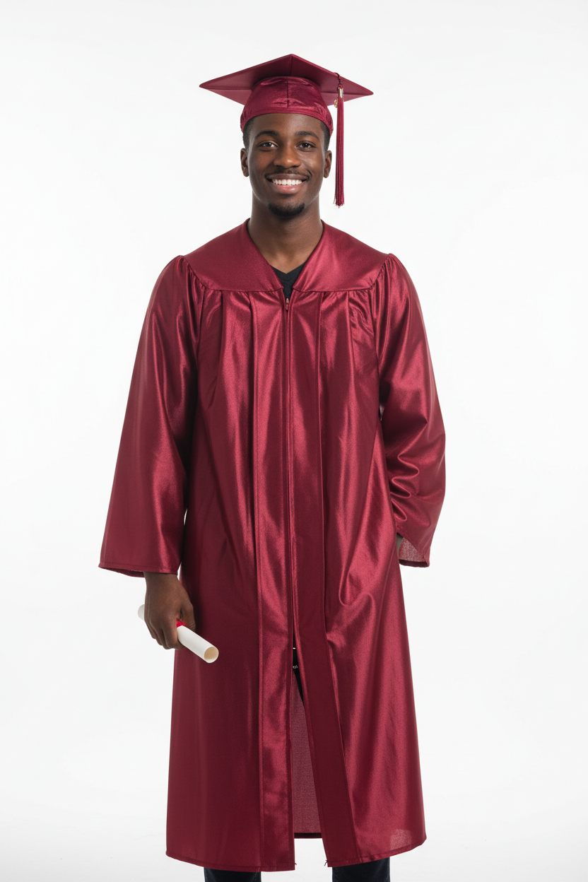 Shiny Maroon Bachelors Cap & Gown