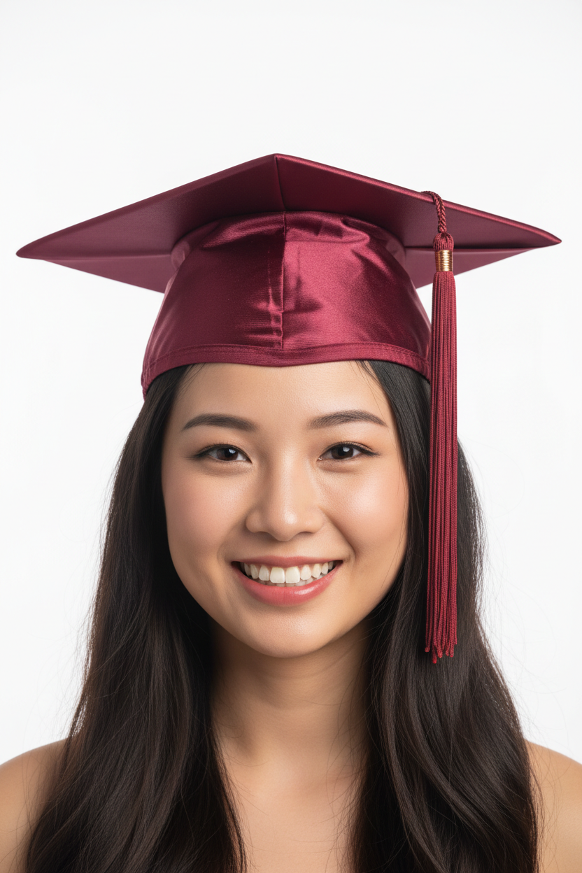 Shiny Maroon Bachelors Graduation Cap