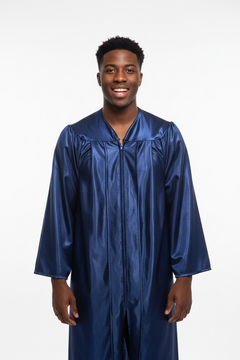 Shiny Navy Blue Bachelors Academic Gown