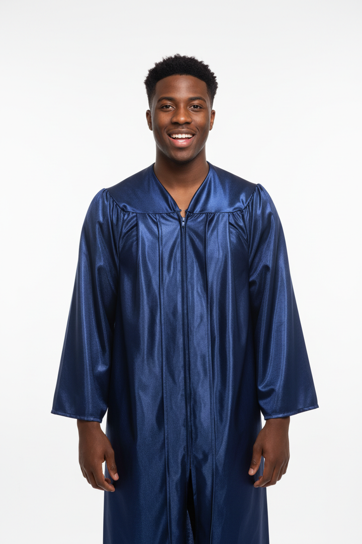 Shiny Navy Blue Bachelors Academic Gown