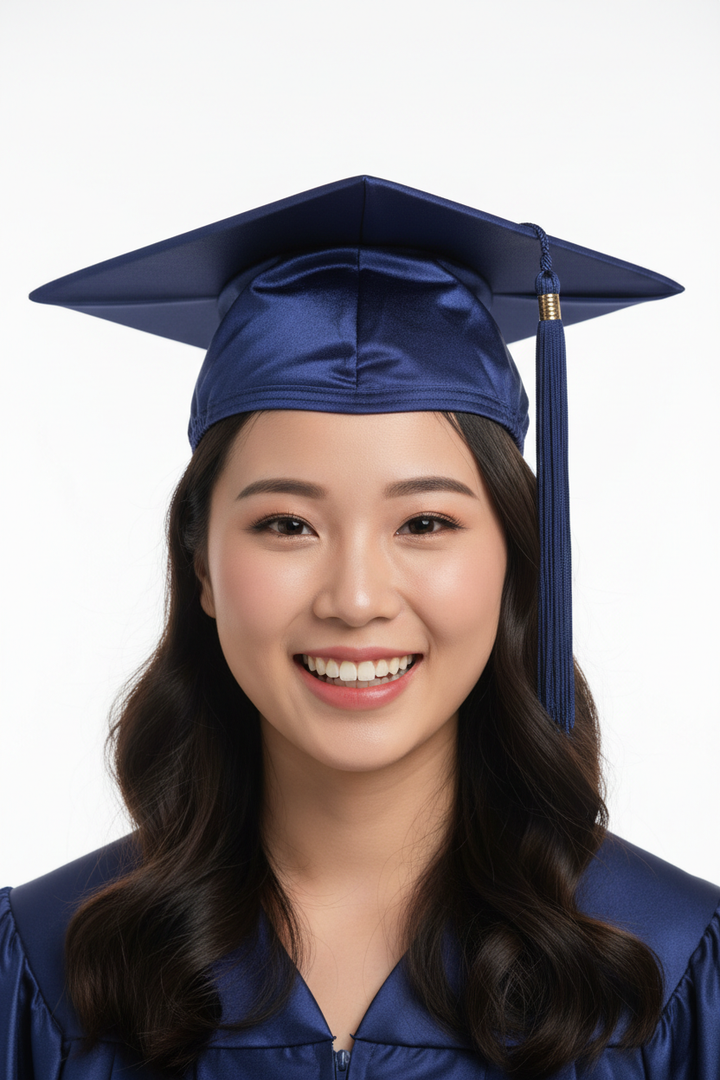 Shiny Navy Blue Bachelors Graduation Cap