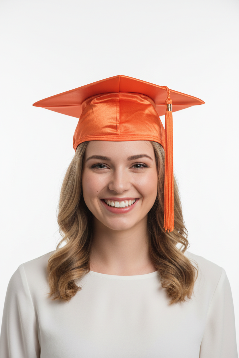 Shiny Orange Bachelors Graduation Cap
