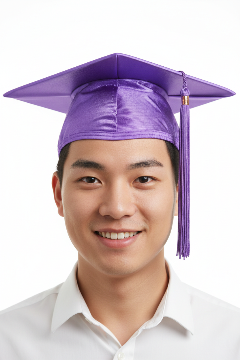 Shiny Purple Bachelors Graduation Cap