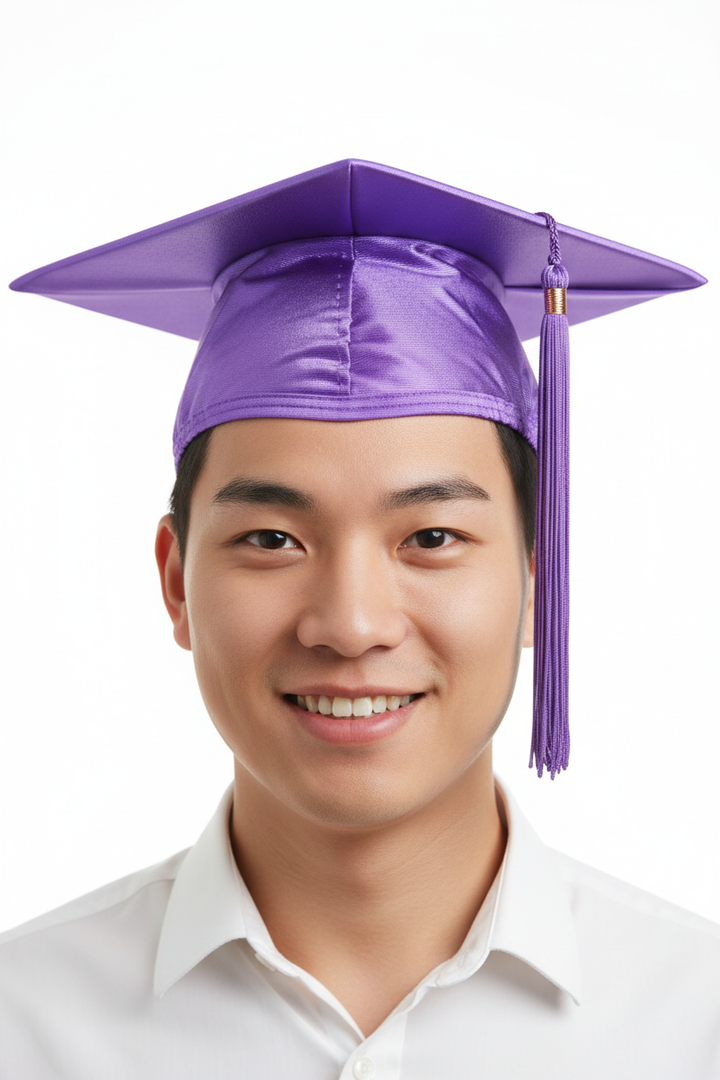 Shiny Purple Bachelors Graduation Cap