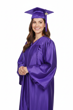 Shiny Purple Bachelors Academic Cap & Gown