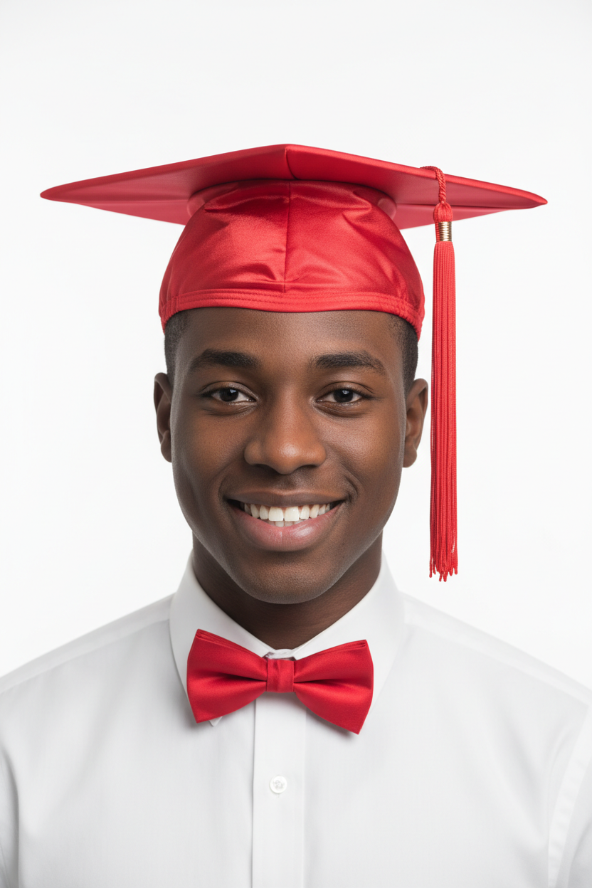 Shiny Red Bachelors Graduation Cap