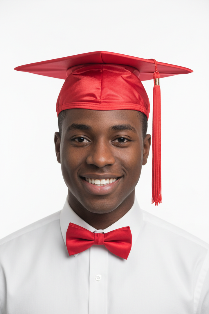 Shiny Red Bachelors Graduation Cap