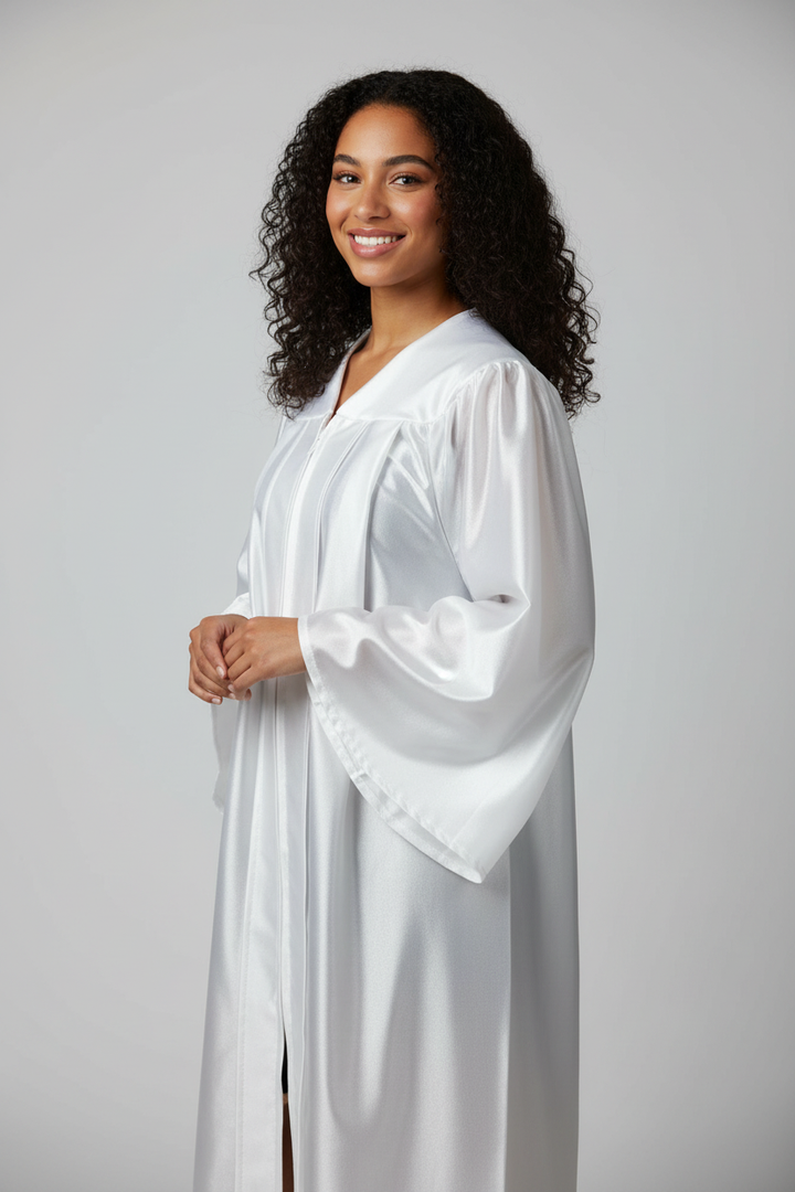 Shiny White Bachelors Gown