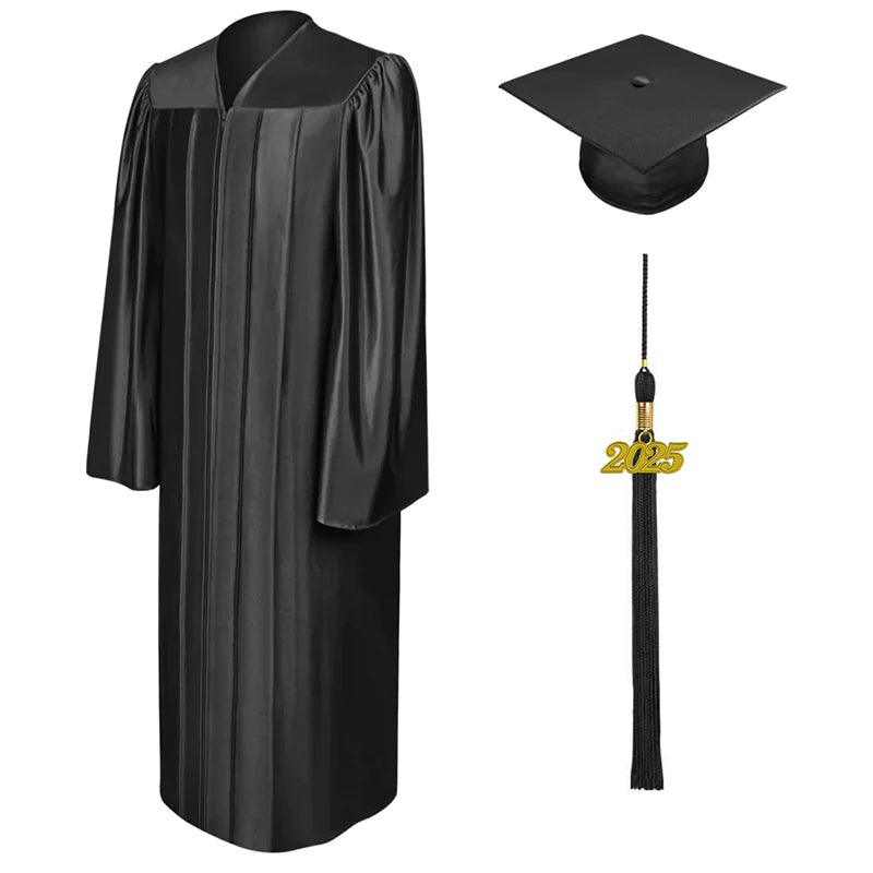 Shiny Black High School Cap & Gown - Graduation Seller