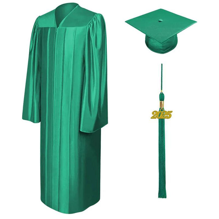 Shiny Emerald Green High School Cap & Gown - Graduation Seller