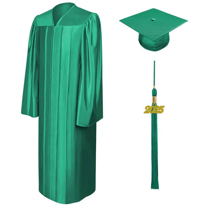 Shiny Emerald Green Elementary Cap & Gown - Graduation Seller