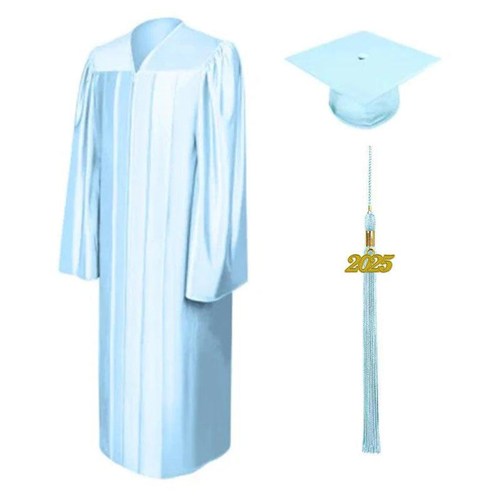 Shiny Light Blue Bachelors Cap & Gown - Graduation Seller