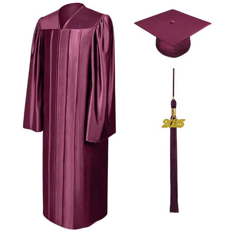 Shiny Maroon High School Cap & Gown - Graduation Seller