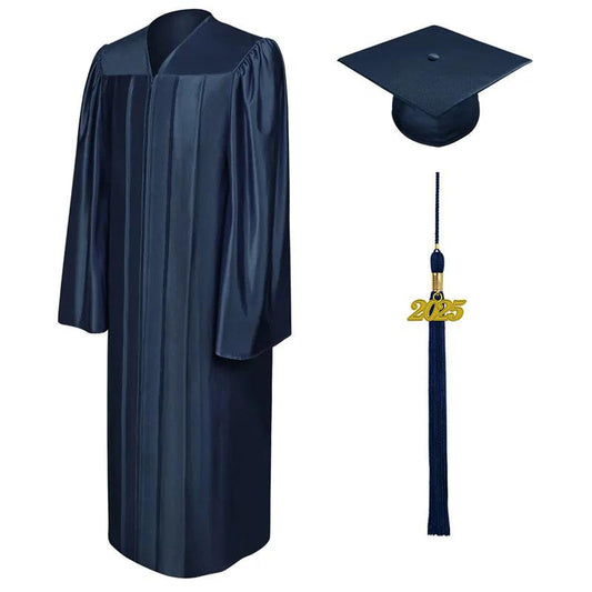 Shiny Navy Blue Bachelors Cap & Gown - Graduation Seller
