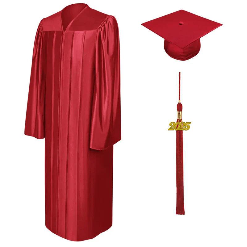 Shiny Red High School Cap & Gown - Graduation Seller