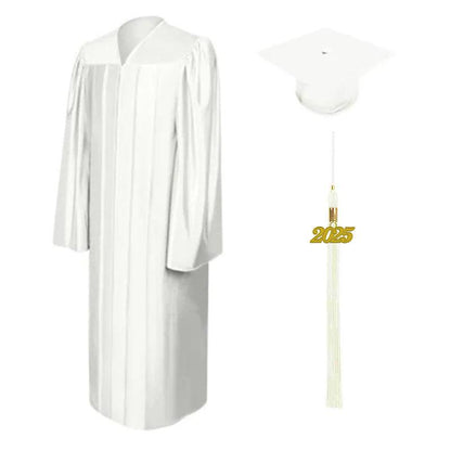 Shiny White Bachelors Academic Cap & Gown - Graduation Seller
