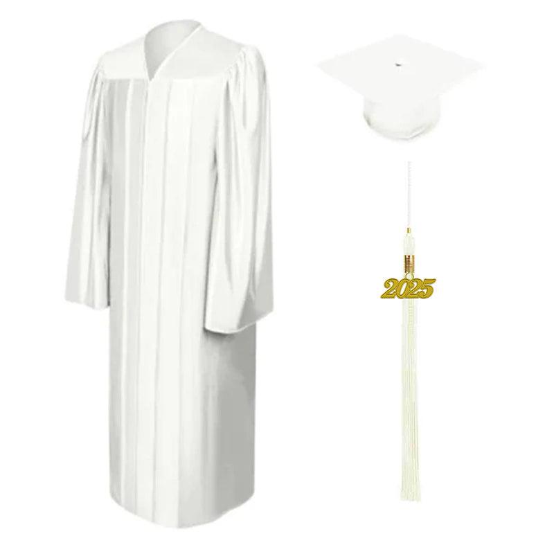 Shiny White Bachelors Cap & Gown - Graduation Seller
