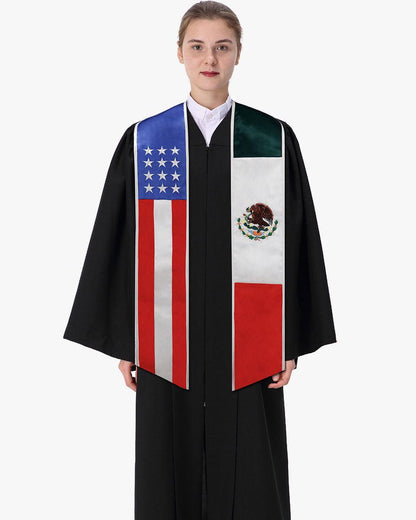 7 Mixed Flag Graduation Stoles Embroidery Sashes for Study Aboard Students - Graduation Seller