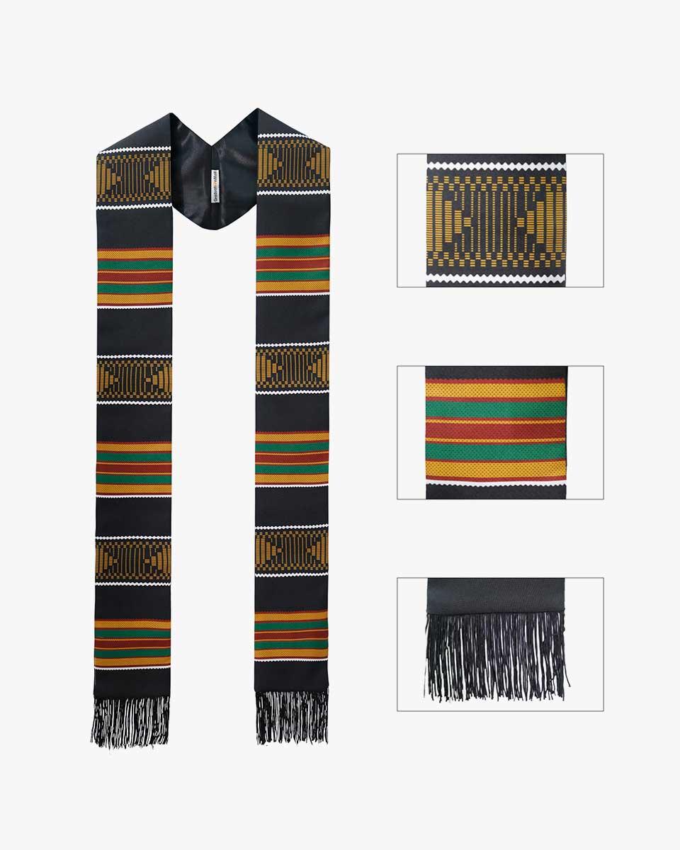 Kente Graduation Stole with Black Tassel - Graduation Seller