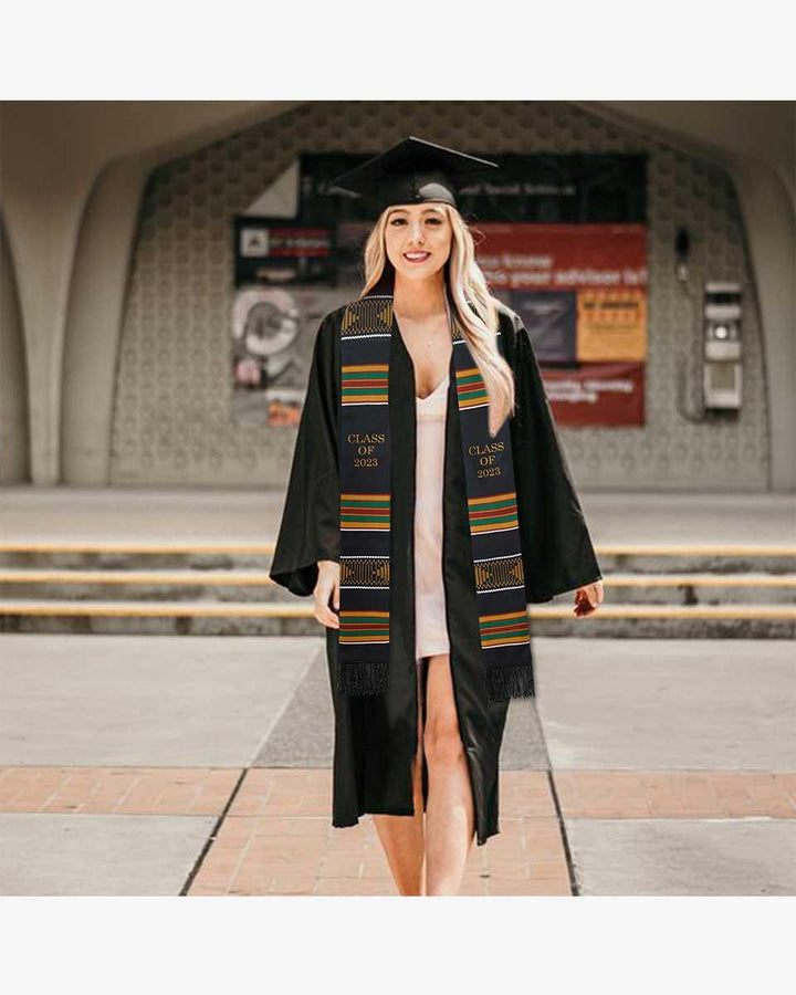 Kente Graduation Stole with Black Tassel - Graduation Seller
