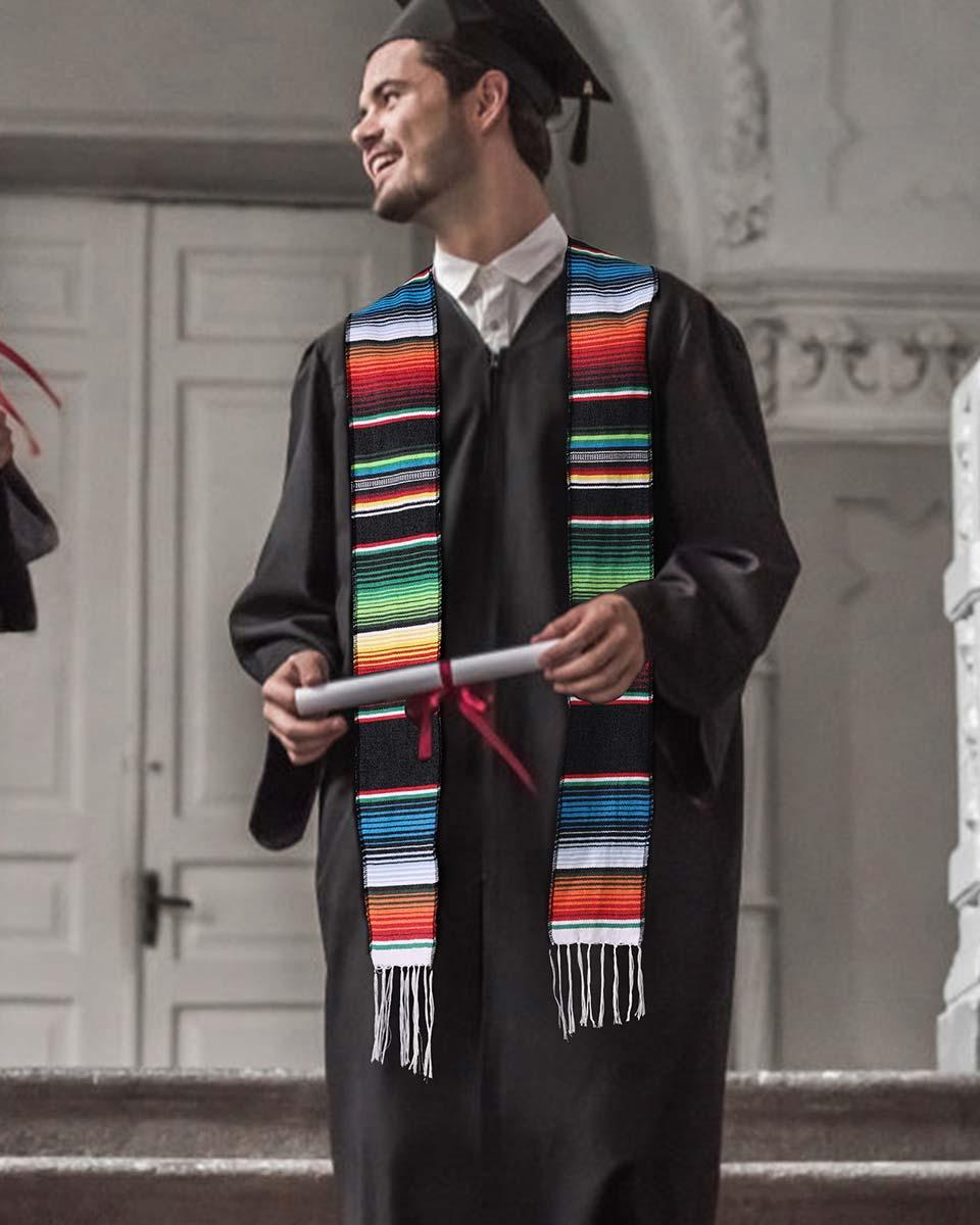 Mexican Serape Graduation Stole with White Tassel - 7 Colors Available - Graduation Seller