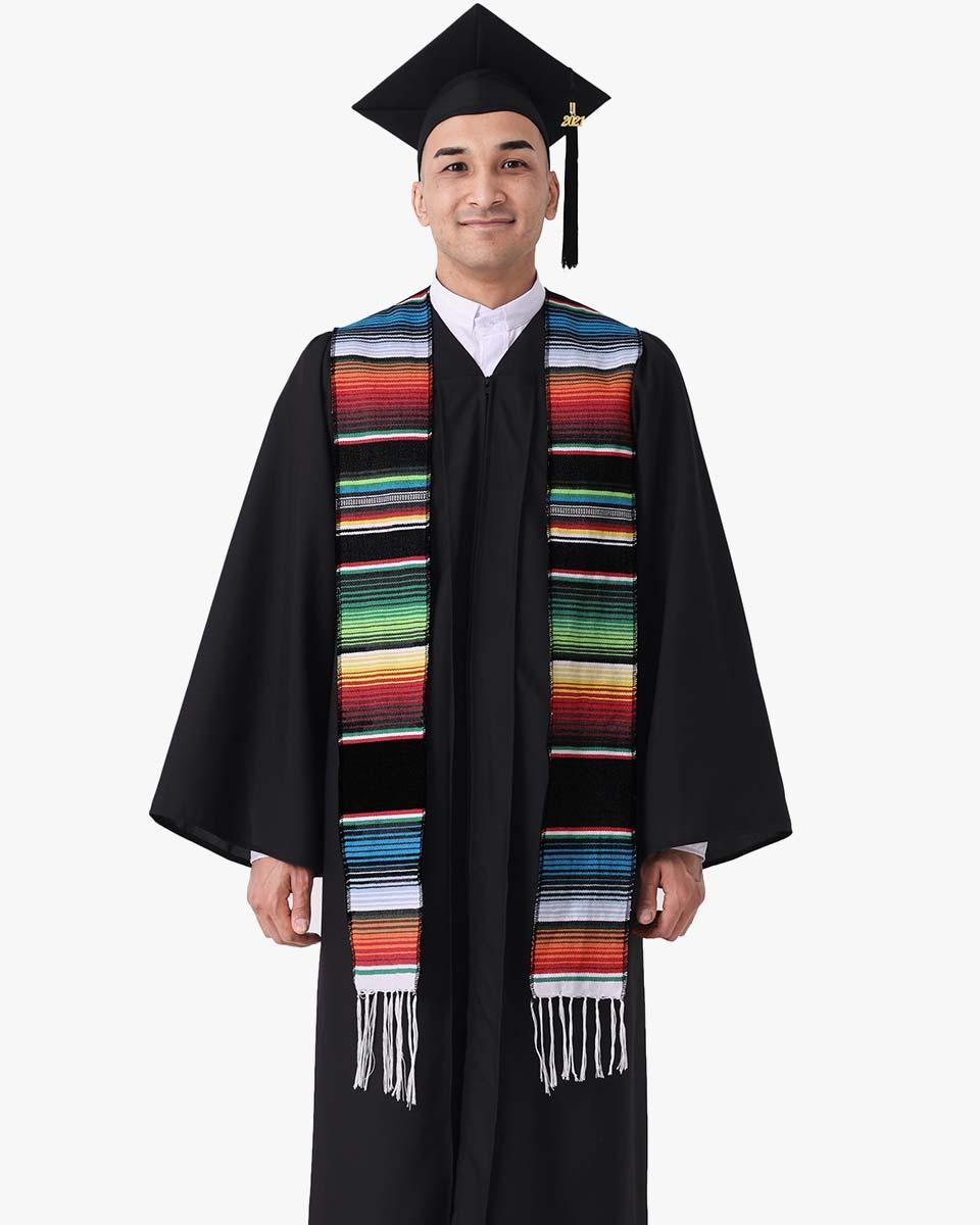 Mexican Serape Graduation Stole with White Tassel - 7 Colors Available - Graduation Seller