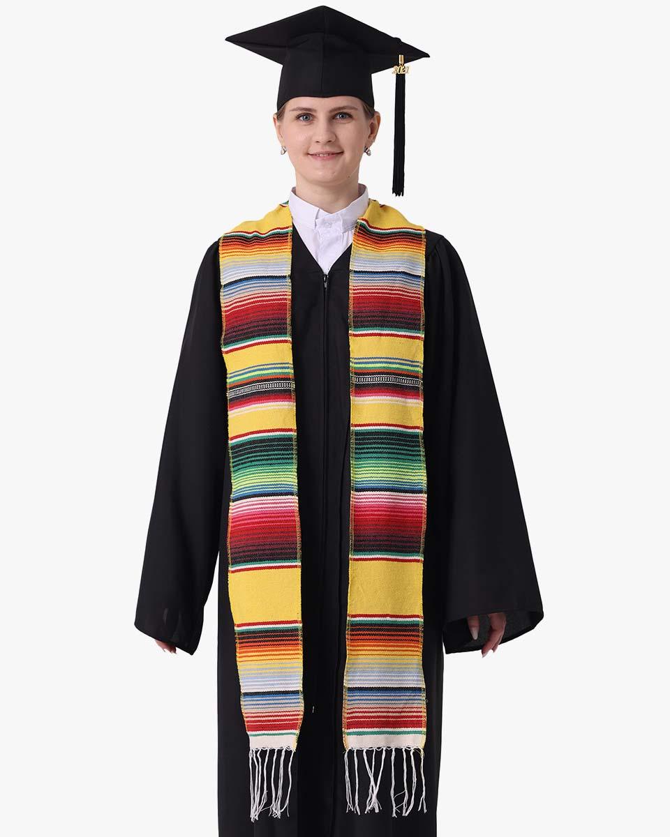 Mexican Serape Graduation Stole with White Tassel - 7 Colors Available - Graduation Seller