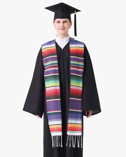 Mexican Serape Graduation Stole with White Tassel - 7 Colors Available - Graduation Seller
