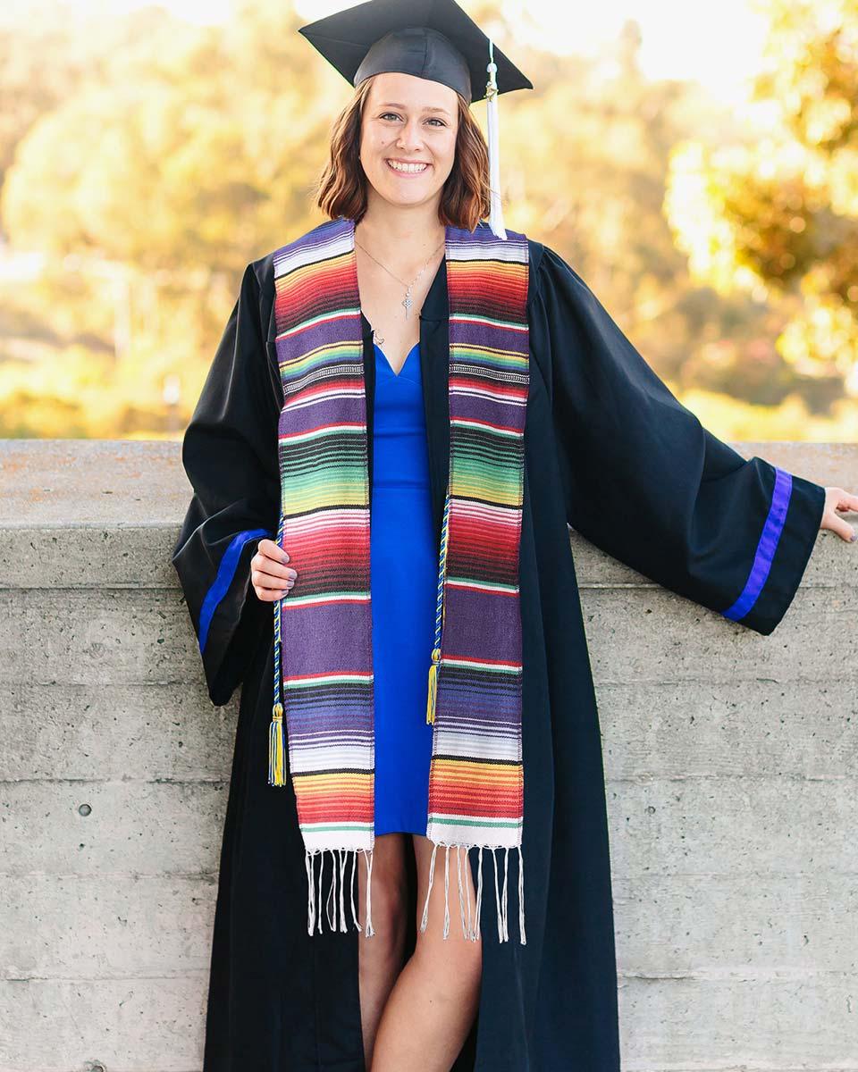 Mexican Serape Graduation Stole with White Tassel - 7 Colors Available - Graduation Seller