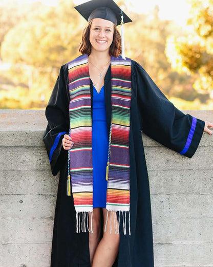 Mexican Serape Graduation Stole with White Tassel - 7 Colors Available - Graduation Seller