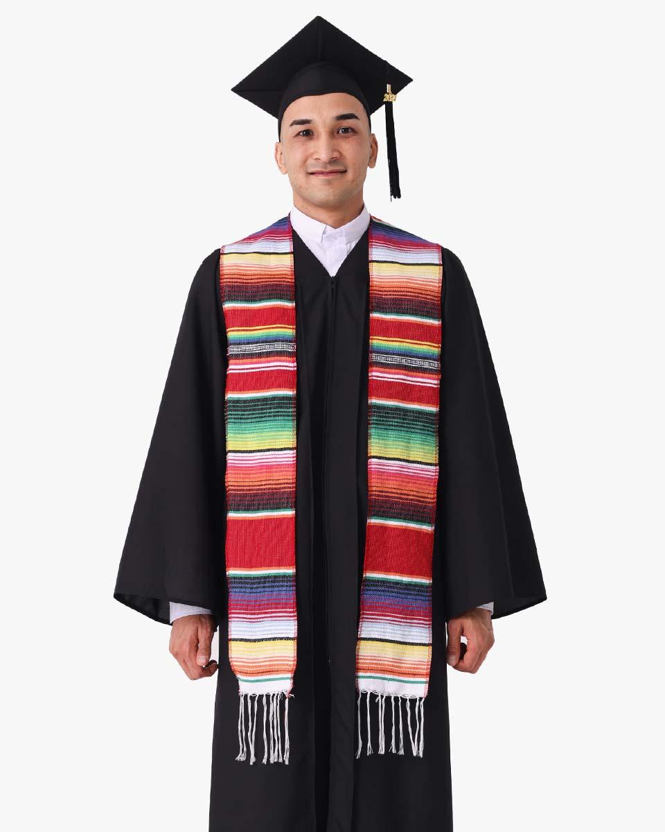 Mexican Serape Graduation Stole with White Tassel - 7 Colors Available - Graduation Seller
