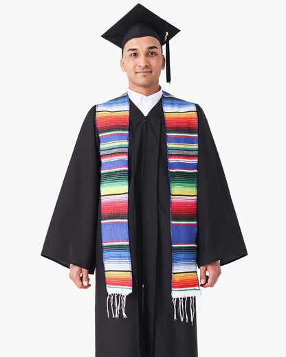 Mexican Serape Graduation Stole with White Tassel - 7 Colors Available - Graduation Seller