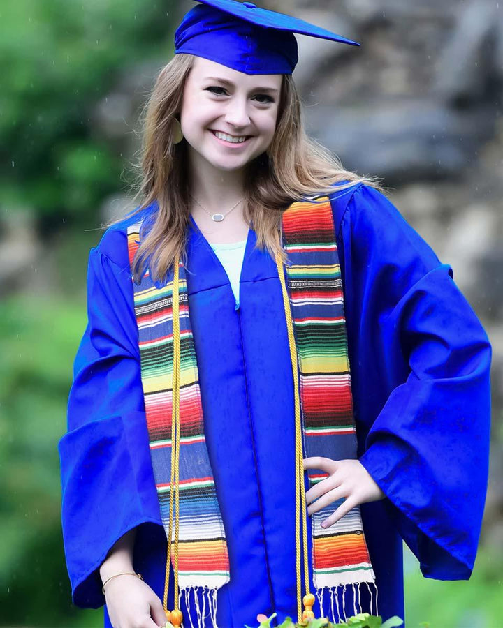 Mexican Serape Graduation Stole with White Tassel - 7 Colors Available - Graduation Seller