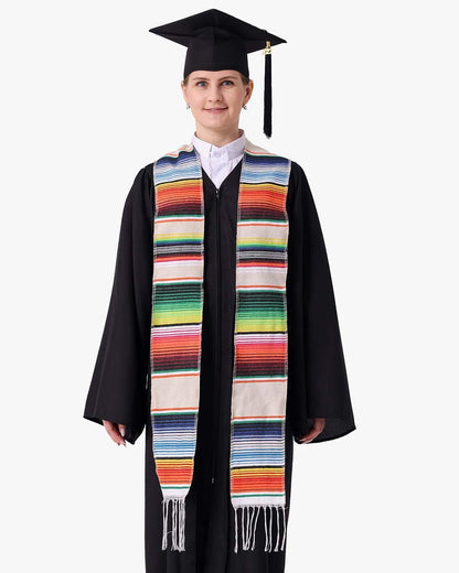 Mexican Serape Graduation Stole with White Tassel - 7 Colors Available - Graduation Seller