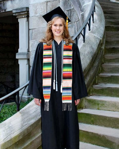 Mexican Serape Graduation Stole with White Tassel - 7 Colors Available - Graduation Seller